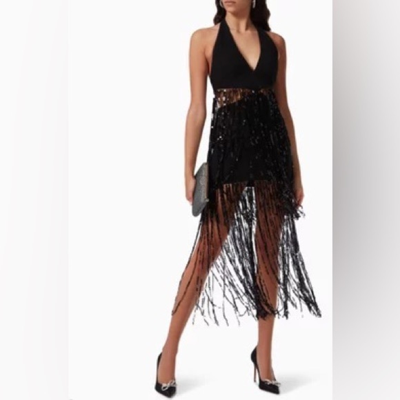 RASARIO Sequinned Fringe Dress in Crepe - Picture 5 of 15